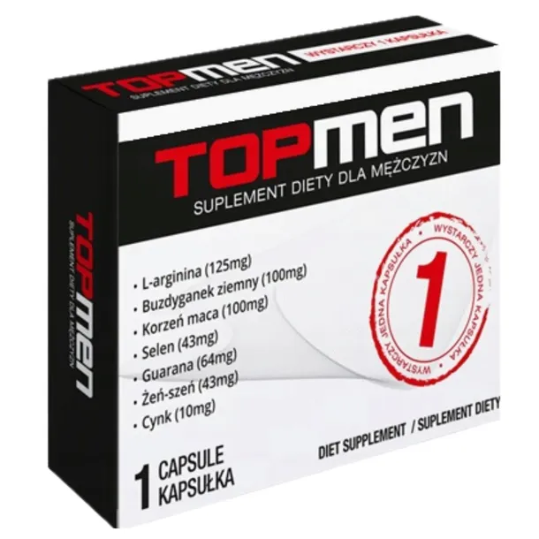 1 x Tabletki na erekcje potencje TOP-MEN Libido Sex Szybki Efekt Działa 24h