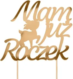 topper-na-tort-mam-juz-roczek-jelonek-zloty-28-cm