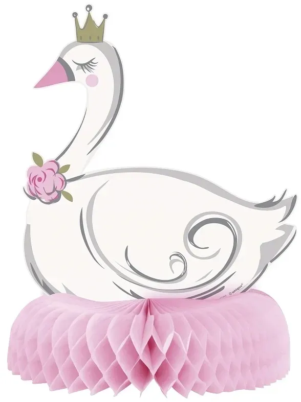 dekoracja-na-stol-labedz-z-korona-rozowy-urodziny