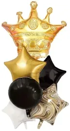 zestaw-balonow-korona-zlota-gwiazdki-balon-6-sztuk