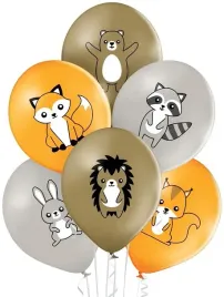 balony-na-urodziny-lesne-zwierzatka-lis-szop-6-szt
