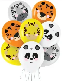balony-zwierzatka-wild-animal-mix-panda-zebra-8szt