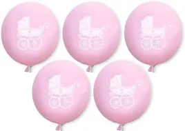 balony-niebieskie-wozek-dziewczynka-chrzest-5-szt