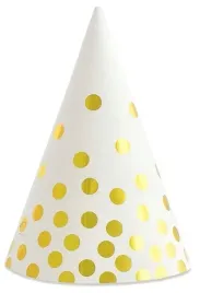 czapeczki-papierowe-biale-zlote-kropki-grochy-6szt