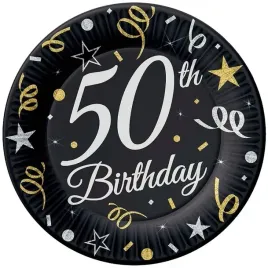 talerzyki-czarne-50th-birthday-50-urodziny-8-sztuk