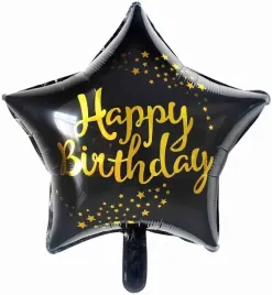 balon-gwiazdka-czarna-happy-birthday-urodziny-45cm