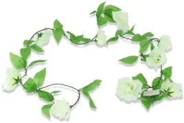 girlanda-zielona-roze-kremowe-roza-liscie-220-cm