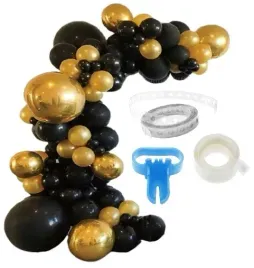 girlanda-balonowa-zloto-czarna-na-urodziny-100-szt