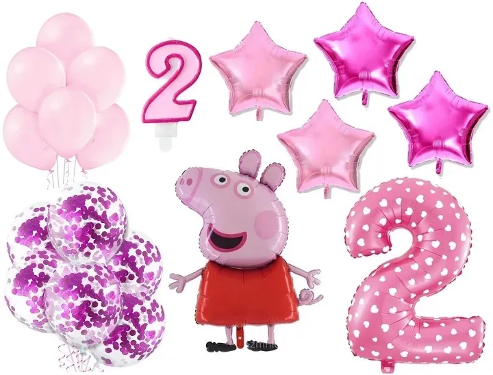 ZESTAW BALONÓW NA 2 DRUGIE URODZINY ŚWINKA PEPPA