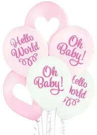 balony-oh-baby-shower-hello-world-rozowe-30cm-6szt