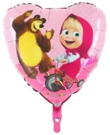 balon-foliowy-serce-masha-masza-na-rowerze-45-cm