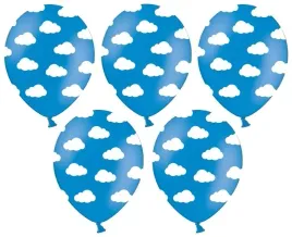 balony-niebieskie-chmurki-samolocik-roczek-5-sztuk