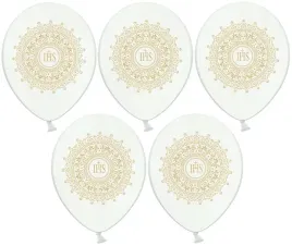 balony-komunijne-ihs-zloty-30cm-komunia-balon-5szt
