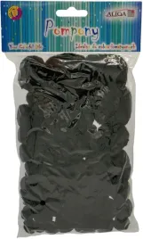 czarne-pompony-pluszowe-akryl-mix-wielkosci-80-szt