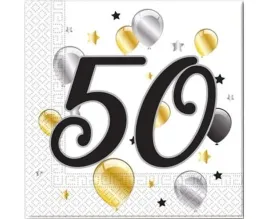 serwetki-na-50-urodziny-balony-srebrne-zlote-20szt