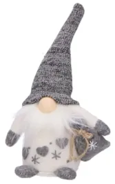 bialy-skrzat-z-szara-czapka-krasnal-swieta-15-cm