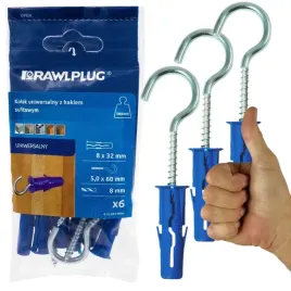 rawlplug-kolek-uniwersalny-fi8-hak-sufitowy-6kpl