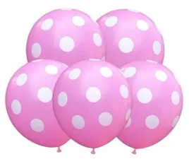 balony-na-roczek-rozowe-w-kropki-urodziny-5-sztuk