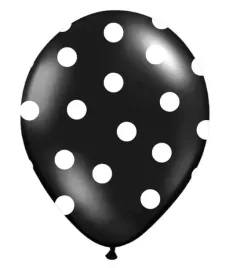 czarny-balon-w-kropki-na-urodziny-roczek-balony
