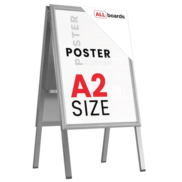 Potykacz reklamowy 83x44,6 cm A2 OWZ dwustronny rama aluminiowa srebrna