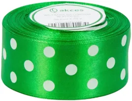 zielona-wstazka-tasiemka-satynowa-kropki-38mm-22m
