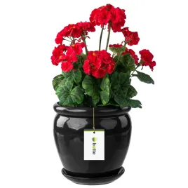 doniczka-ceramika-o22cm-z-podstawka-czarny-polysk