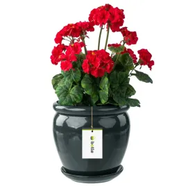 doniczka-ceramika-o22cm-z-podstawka-grafit-polysk