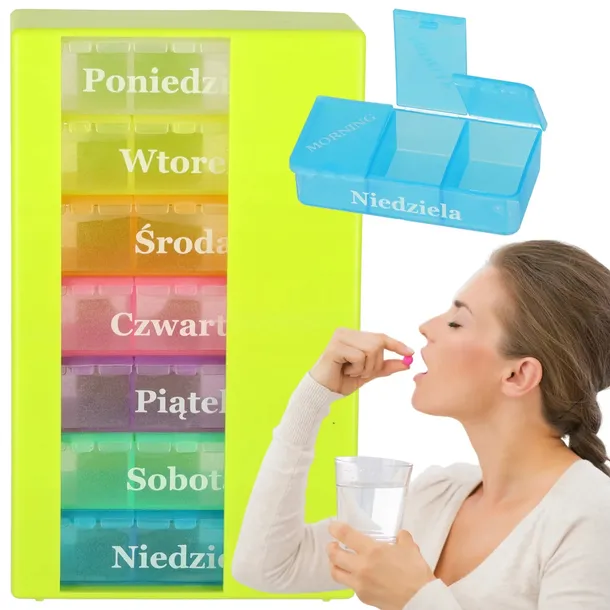 Kasetka na tabletki na leki tygodniowy organizer