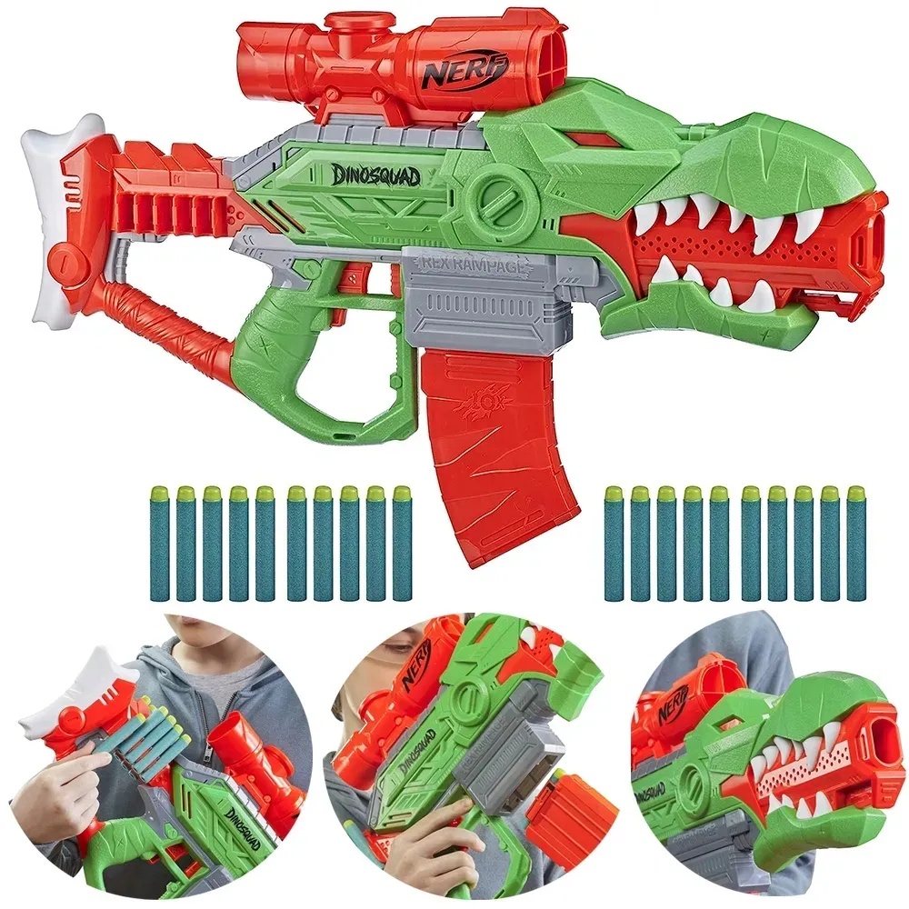 nerf-dino-karabin-rex-automat-mega-dodatki-stan-nowy