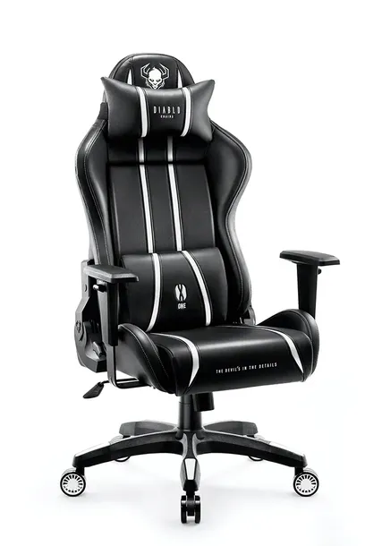 Fotel Gamingowy Obrotowy z Ekoskóry DIABLO X-One 2.0 Normal Czarno-biały
