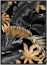 plakat-a3-30x40-w-ramie-liscie-gold-12