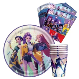 talerzyki-kubki-serwetki-kpop-demon-hunters-huntrix-zestaw-40-szt-papierowe