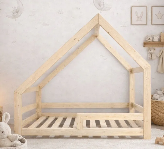 ŁÓŻKO DZIECIĘCE DOMEK 160x80 DLA DZIECKA DLA DZIECI + STELAŻ + BARIERKA W2