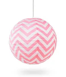 lampion-kula-papier-zygzak-40cm-rozowy