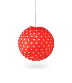 lampion-kula-papier-dot-30cm-czerwony