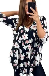 tunika-damska-bawelniana-dekolt-serek-v-neck-elegancka-w-kwiaty