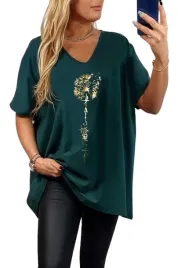 t-shirt-koszulka-bawelna-zloty-dmuchawiec-v-dekolt-oversize-plus-size