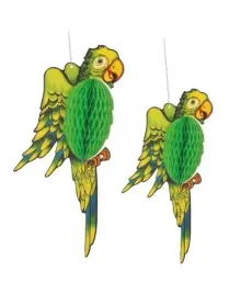 dekoracja-papierowa-zielone-papugi-2-szt