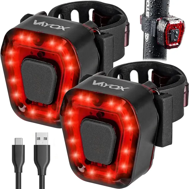 ZESTAW 2x LAMPKA ROWEROWA TYLNA LED USB TYŁ KASK