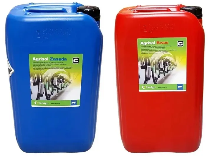 AGRISOL KWAS 70 kg, ZASADA 70 kg do mycia dojarek