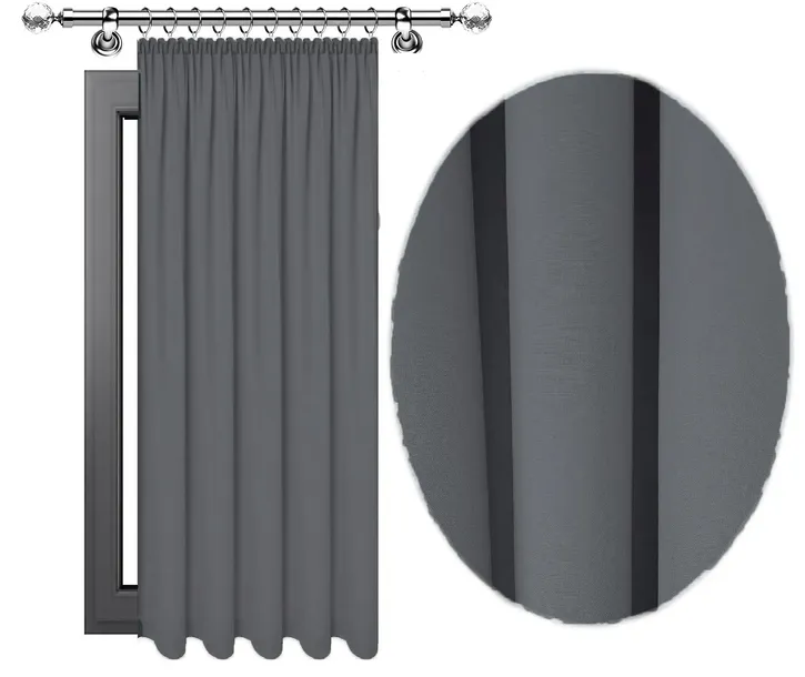 ZASŁONA GOTOWA NA ŻABKI NA TAŚMIE140x250 DO SALONU GRAFIT MATOWA SYLMAR