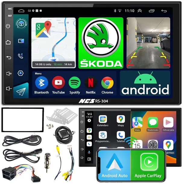 RADIO NAWIGACJA RS-304 ANDROID DO SKODA SUPERB 1 2000-2008 2DIN BLUETOOTH