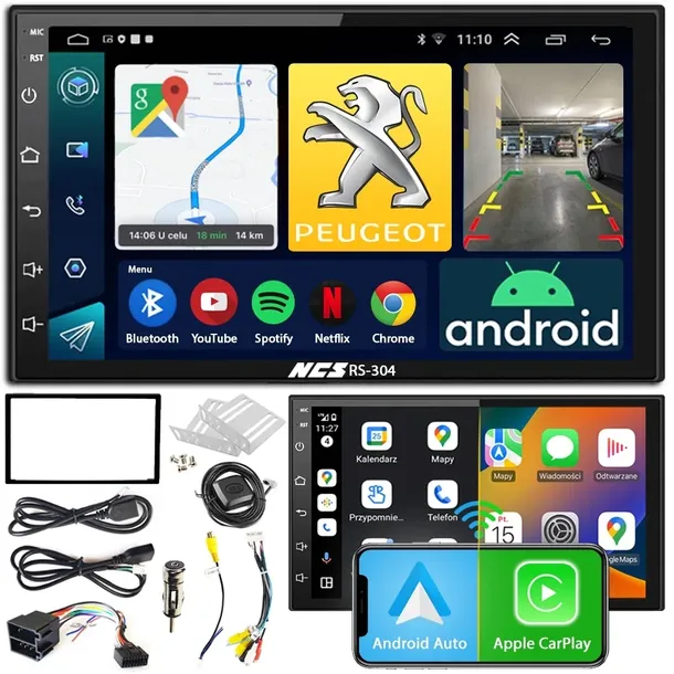 RADIO NAWIGACJA NCS RS-304 ANDROID DO PEUGEOT 307 2003-2006 2DIN BLUETOOTH
