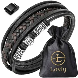 regulowana-czarna-skorzana-bransoletka-meska-nierdzewna-316l-magnes