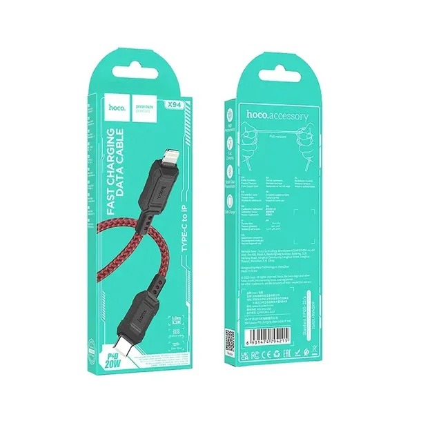 kabel-usb-typ-c-iphone-lightning-20w-x94-czerwony-konstrukcja-oplot