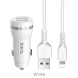 ladowarka-samochod-2xusb-kabel-lightning-z27-biala-stan-nowy