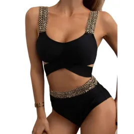 stroj-kapielowy-dwuczesciowy-sexy-bikini-czarne-wiazanie-wysoki-stan-l