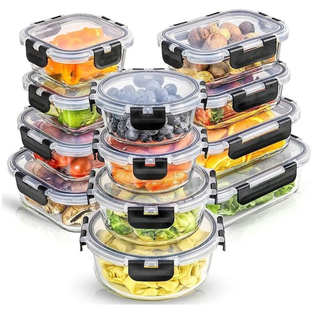 SZKLANE POJEMNIKI NA ŻYWNOŚĆ 12x ZESTAW POJEMNIK PUDEŁKO LUNCHBOX SZCZELNE