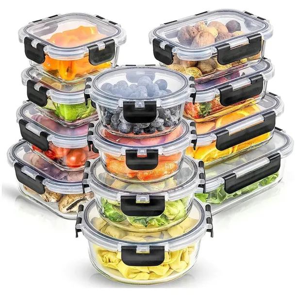 SZKLANE POJEMNIKI NA ŻYWNOŚĆ 12x ZESTAW POJEMNIK PUDEŁKO LUNCHBOX SZCZELNE