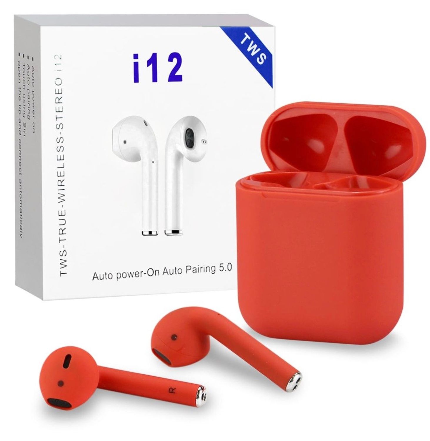 Słuchawki bezprzewodowe i12 TWS 2020 bluetooth  (czerwone)